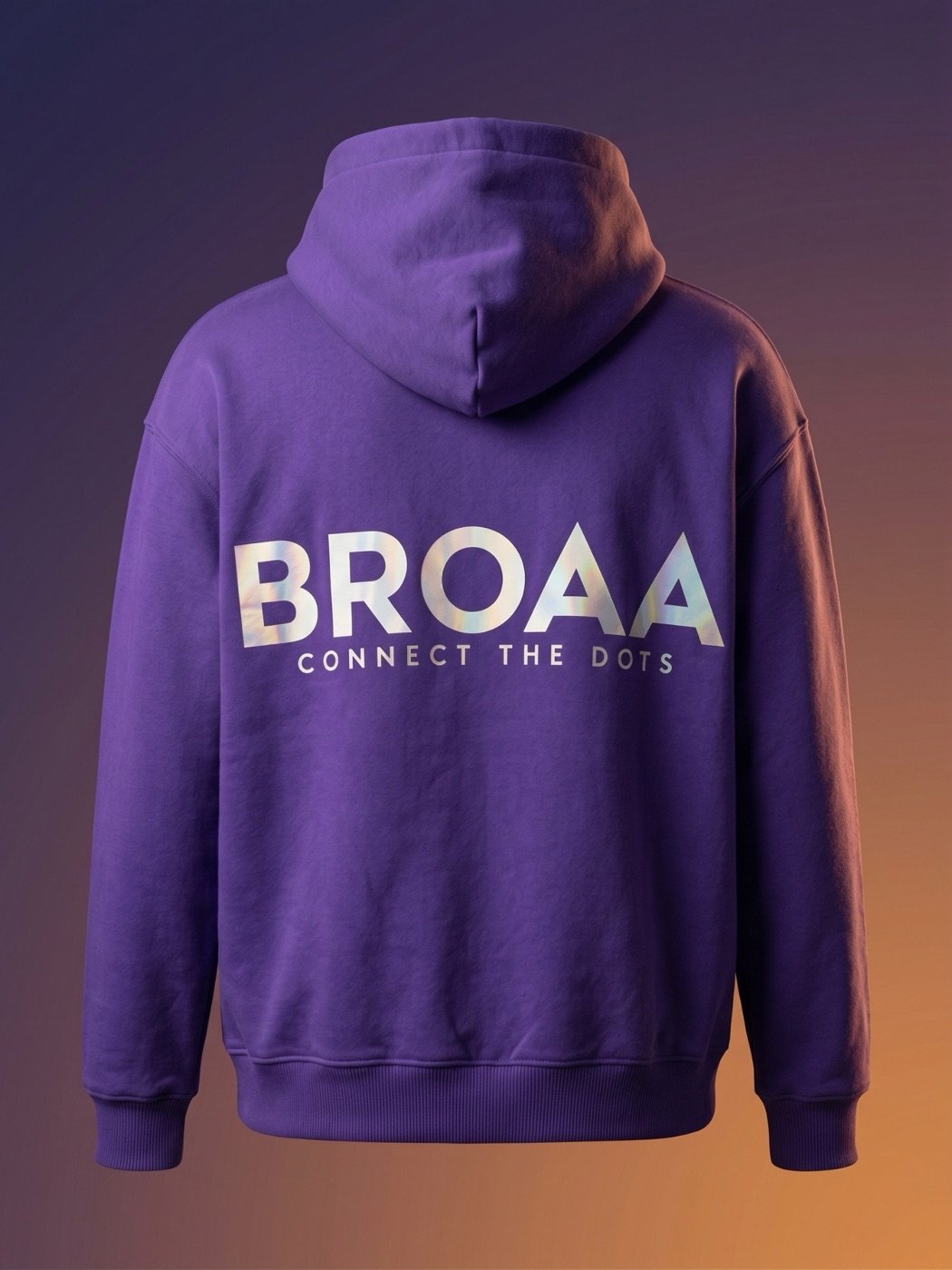 Polerón BROAA Ocaso, morado, logo Connect the Dots reflectante